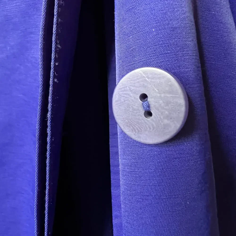 Eileen Fisher Coat Women Size Small Royal Blue A Line Button Down Trench - Picture 6 of 16